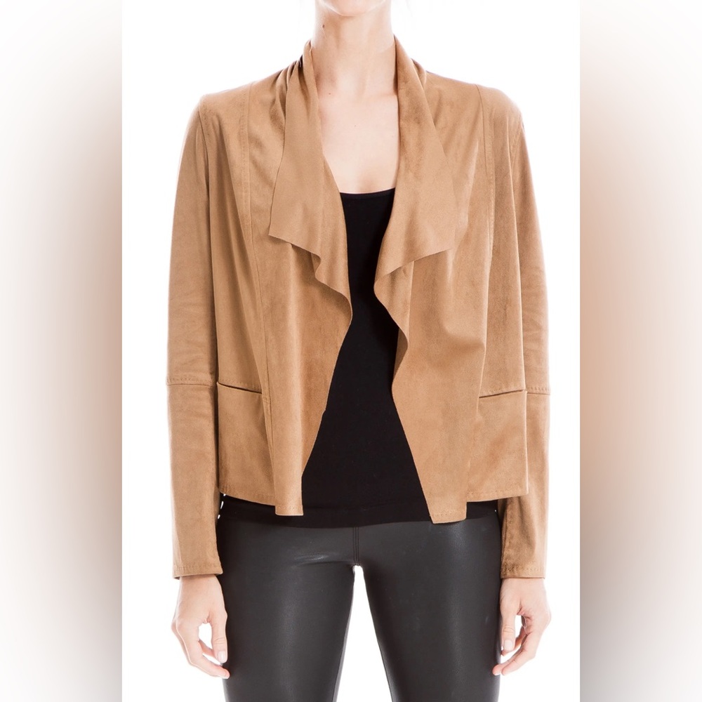 Max Studio Faux Suede Draped Jacket